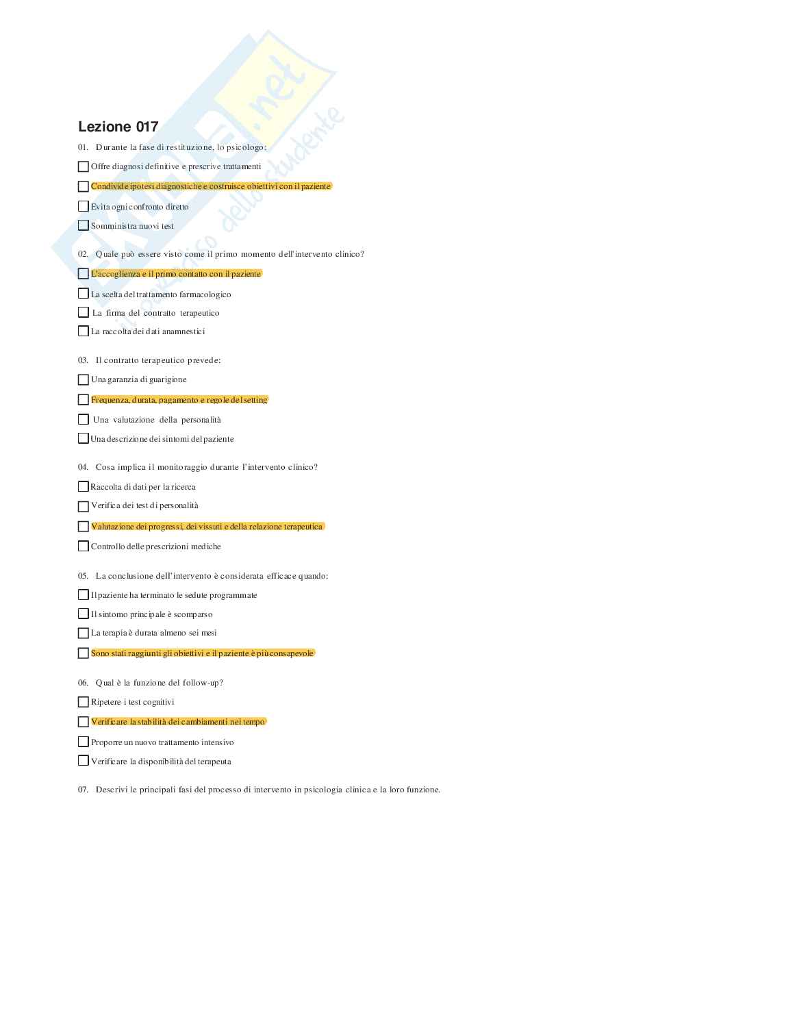 Psicologia Clinica - Paniere compilato Pag. 21
