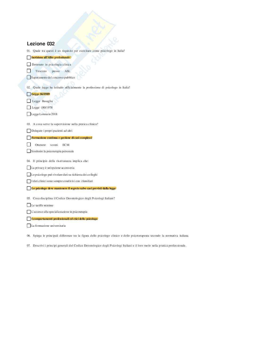 Psicologia Clinica - Paniere compilato Pag. 36