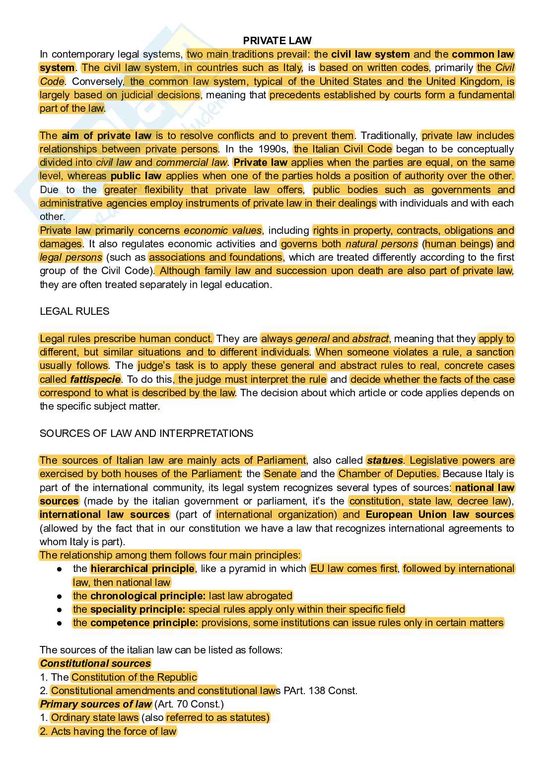 Private Law, Diritto privato Pag. 1