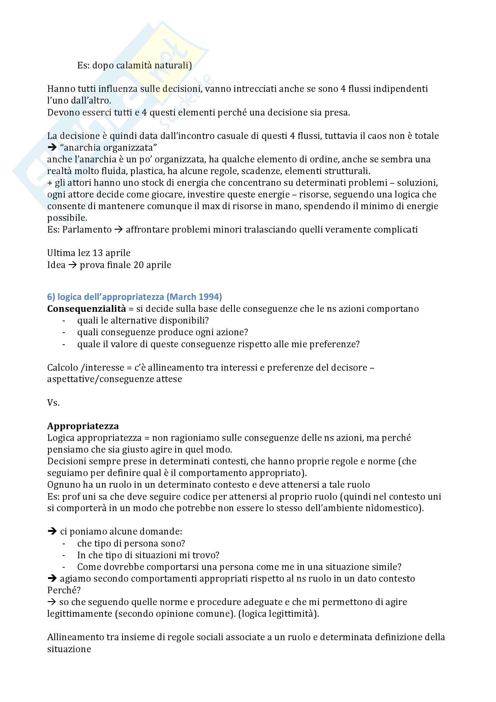 Riassunto esame teorie dell'organizzazione, prof. Federico Toth Pag. 41