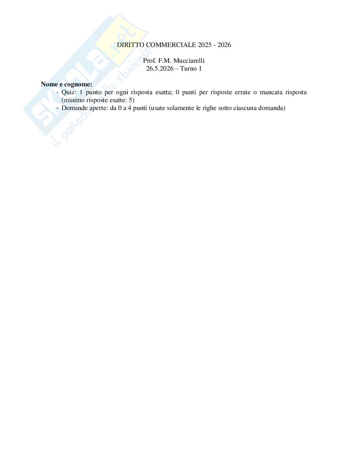 Esame svolto e corretto Diritto commerciale Pag. 1