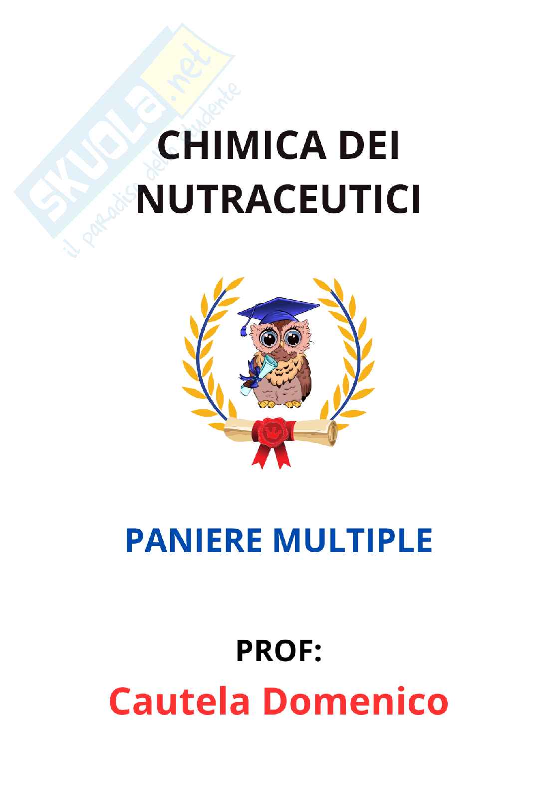 Paniere Chimica dei nutraceutici - Risposte multiple - aggiornato (2026) Pag. 1