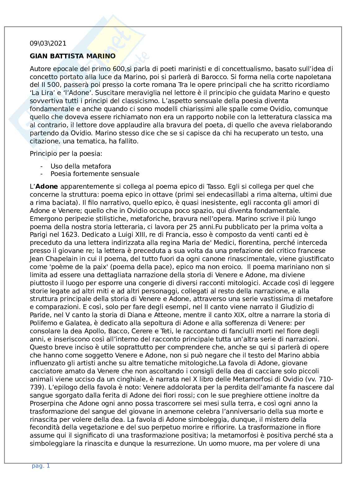 Letteratura italiana 2 Pag. 1