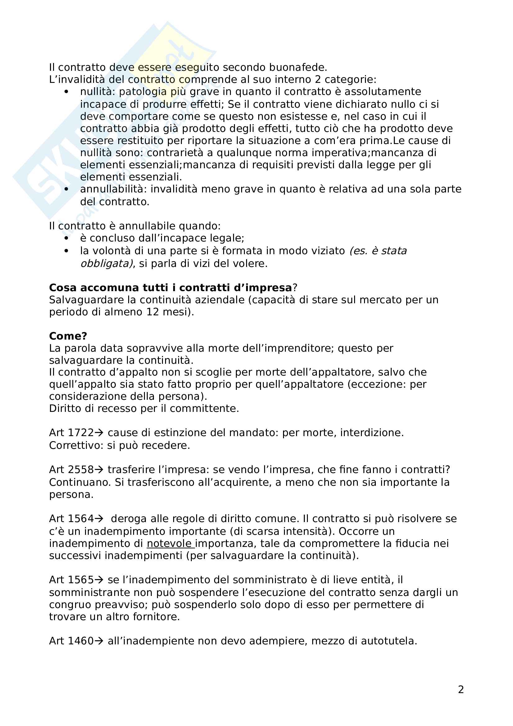Appunti presi in classe di Contratti d'impresa Pag. 2