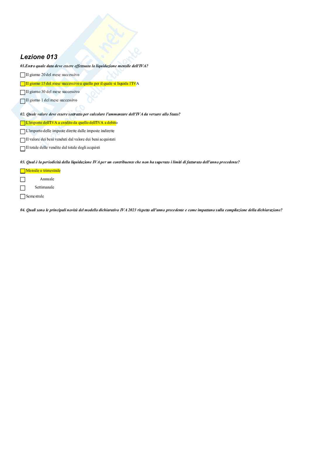 Paniere risposte chiuse - Ragioneria e contabilità aziendale (B) - Completo e corretto Pag. 16