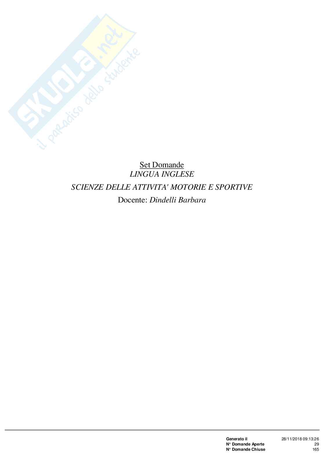 Set Domande Paniere Risposte Chiuse Lingua Inglese Pag. 1