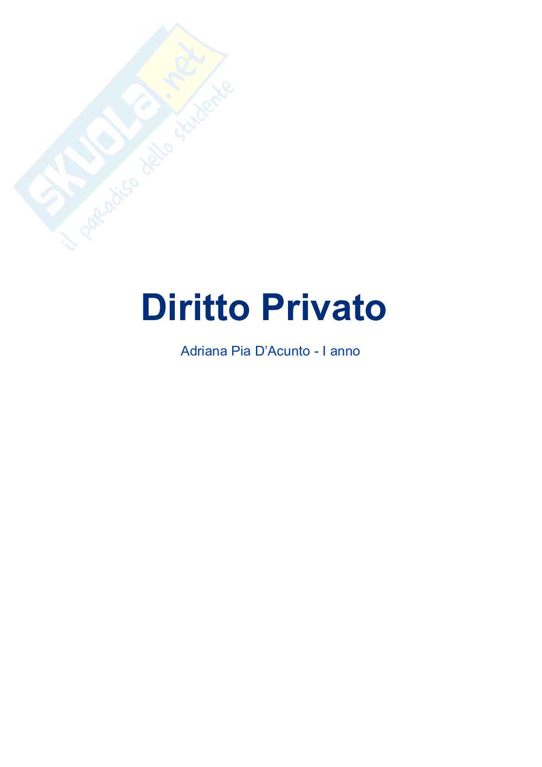 Riassunto esame Diritto privato , Prof. Malomo Anna, libro consigliato Manuale di diritto civile, Perlingieri Pag. 1