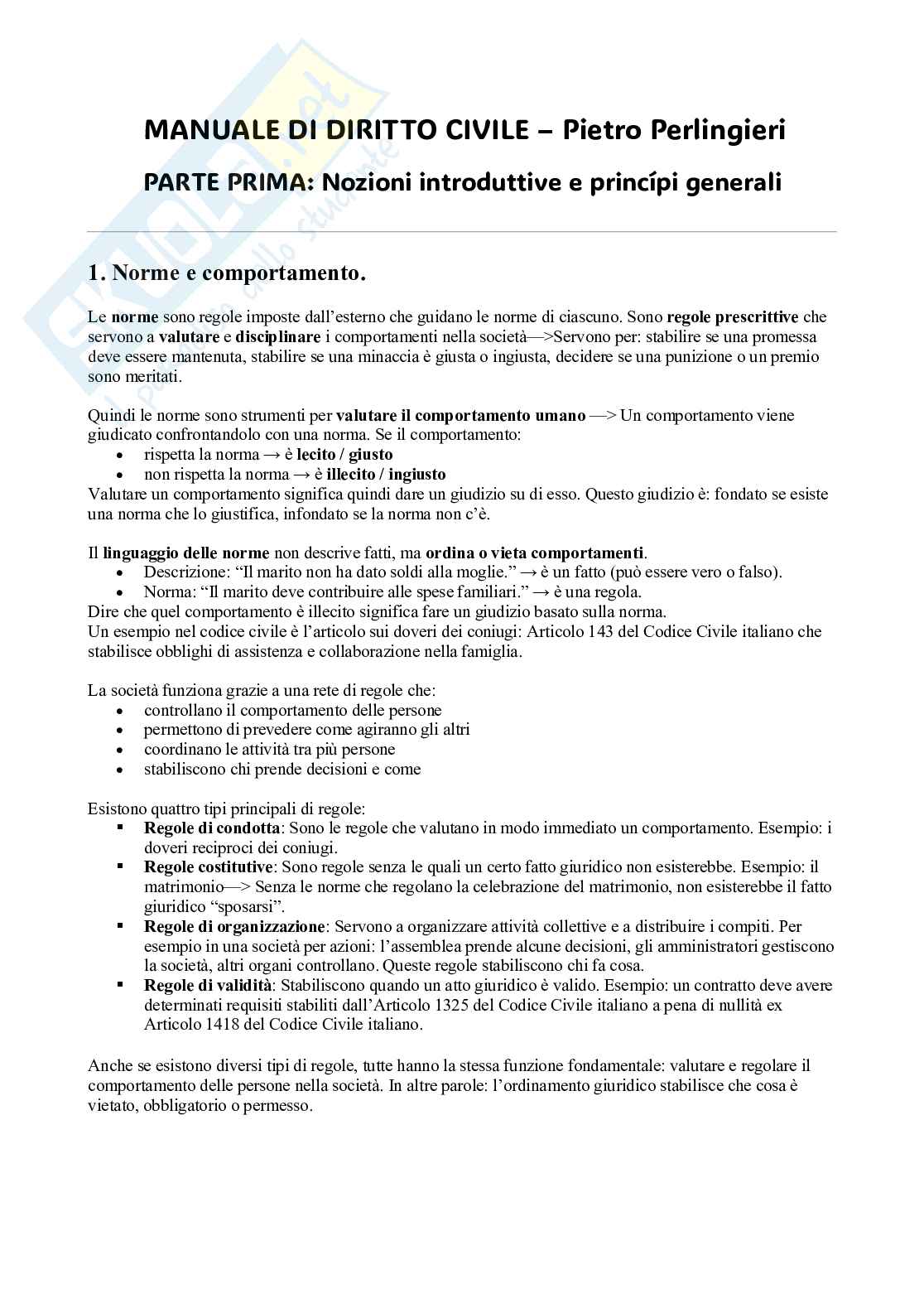 Riassunto esame Diritto privato , Prof. Malomo Anna, libro consigliato Manuale di diritto civile, Perlingieri Pag. 2