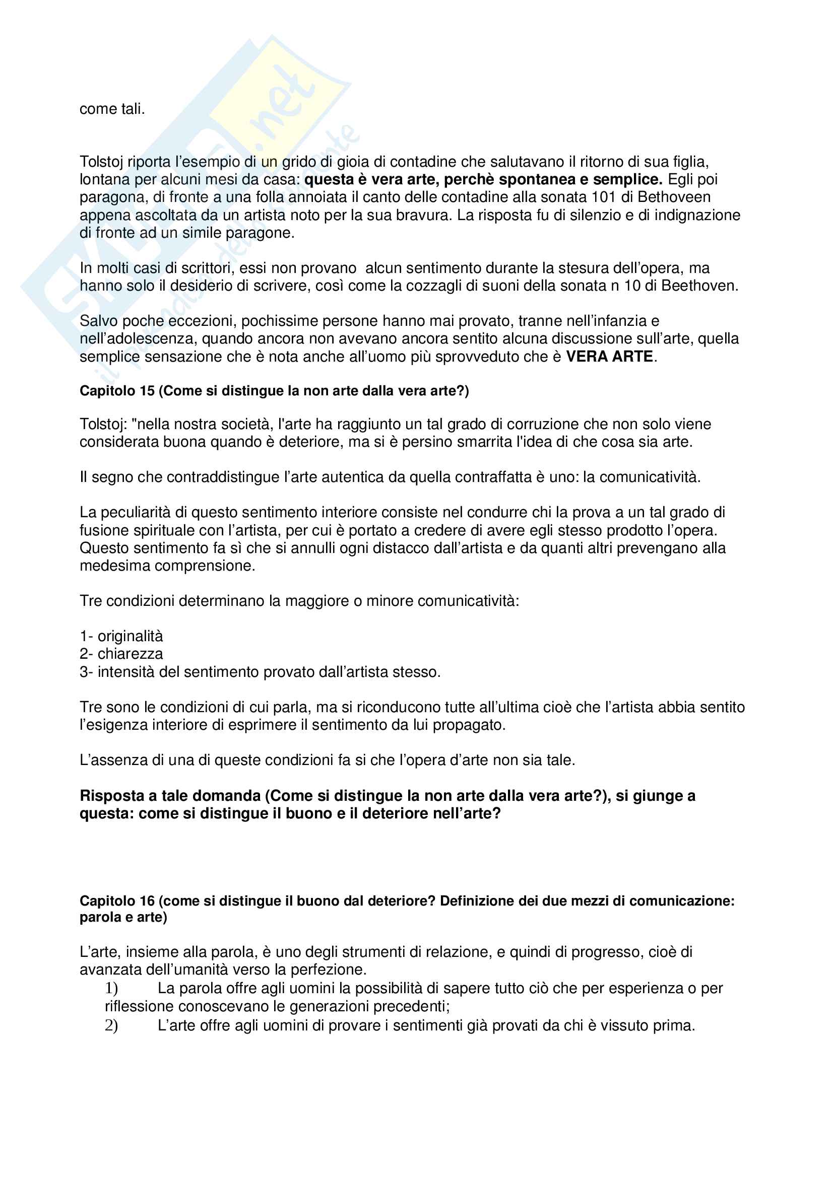 Riassunto "Che cos'e l'arte" di Lev Tolstoj Pag. 6
