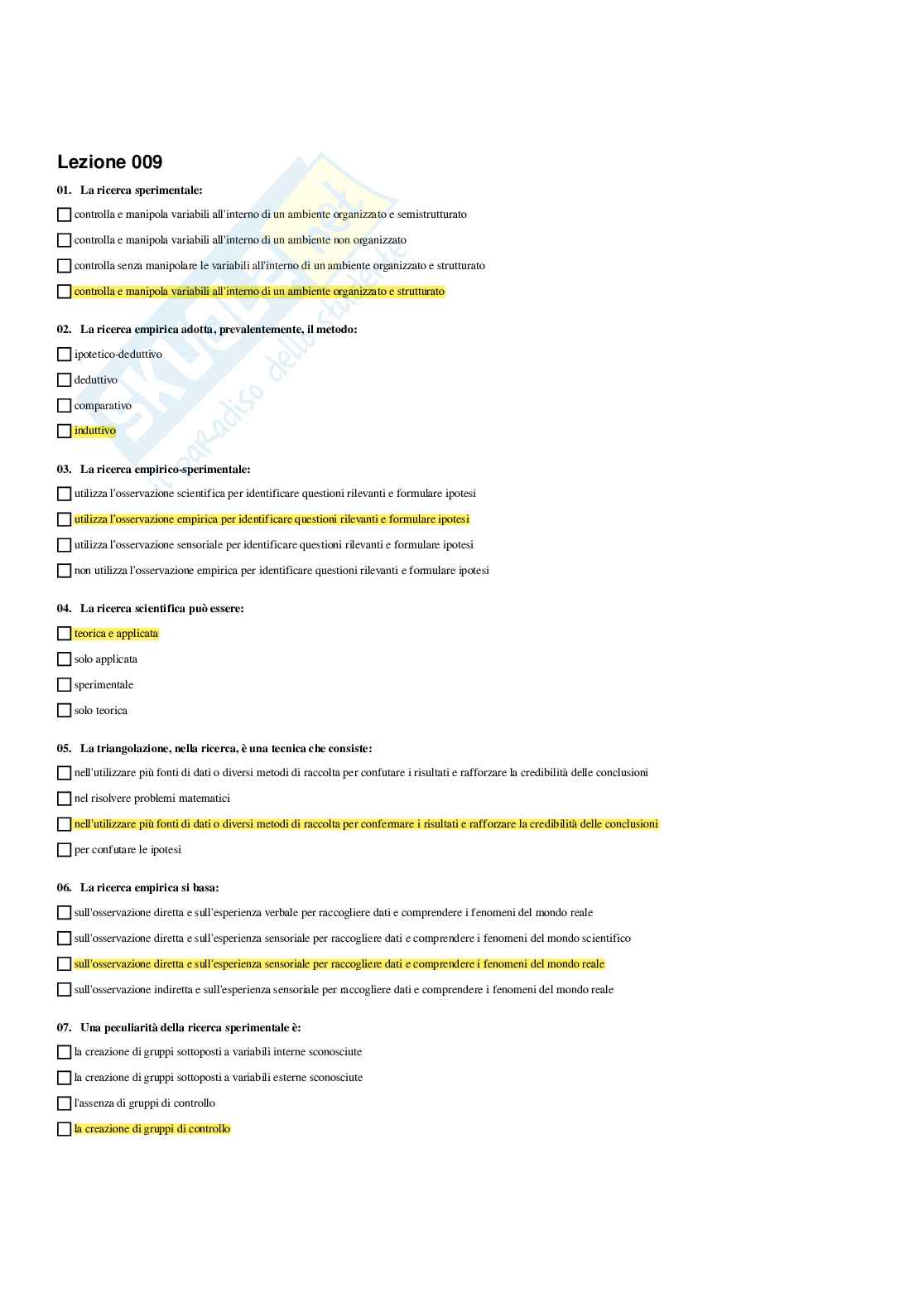 Paniere Pedagogia sperimentale - Risposte multiple - (2026) Pag. 11