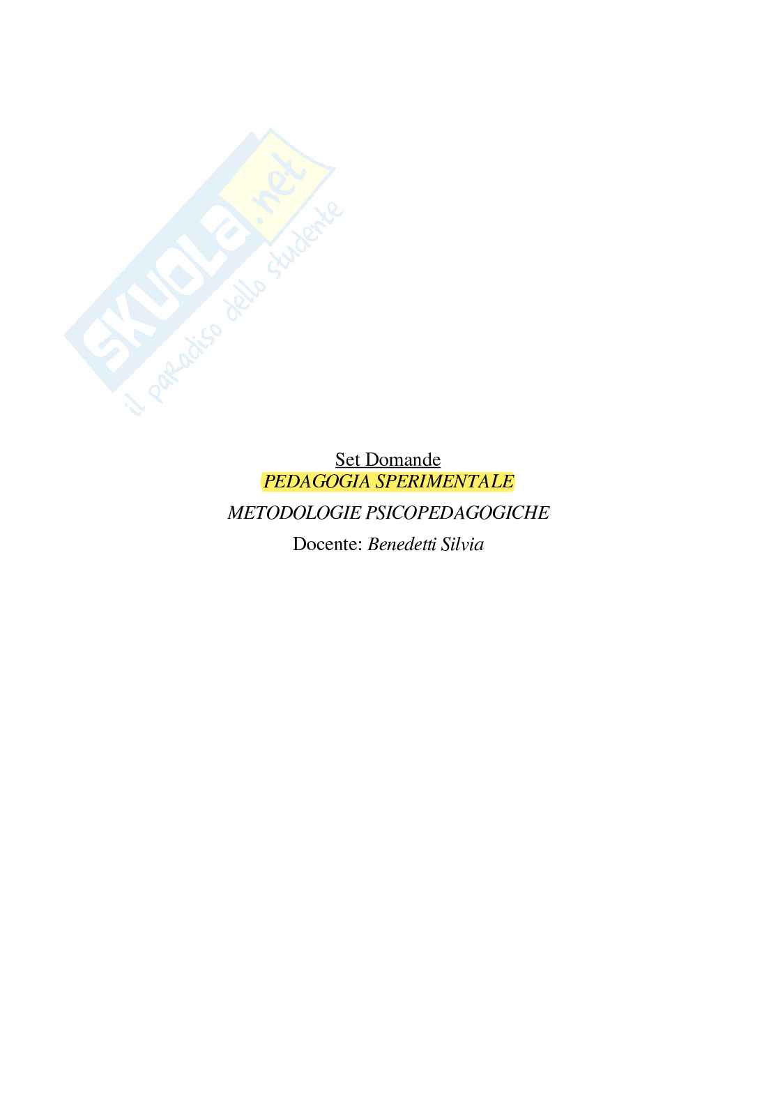 Paniere Pedagogia sperimentale - Risposte multiple - (2026) Pag. 2