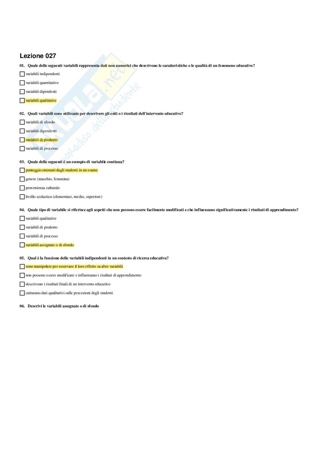 Paniere Pedagogia sperimentale - Risposte multiple - (2026) Pag. 26