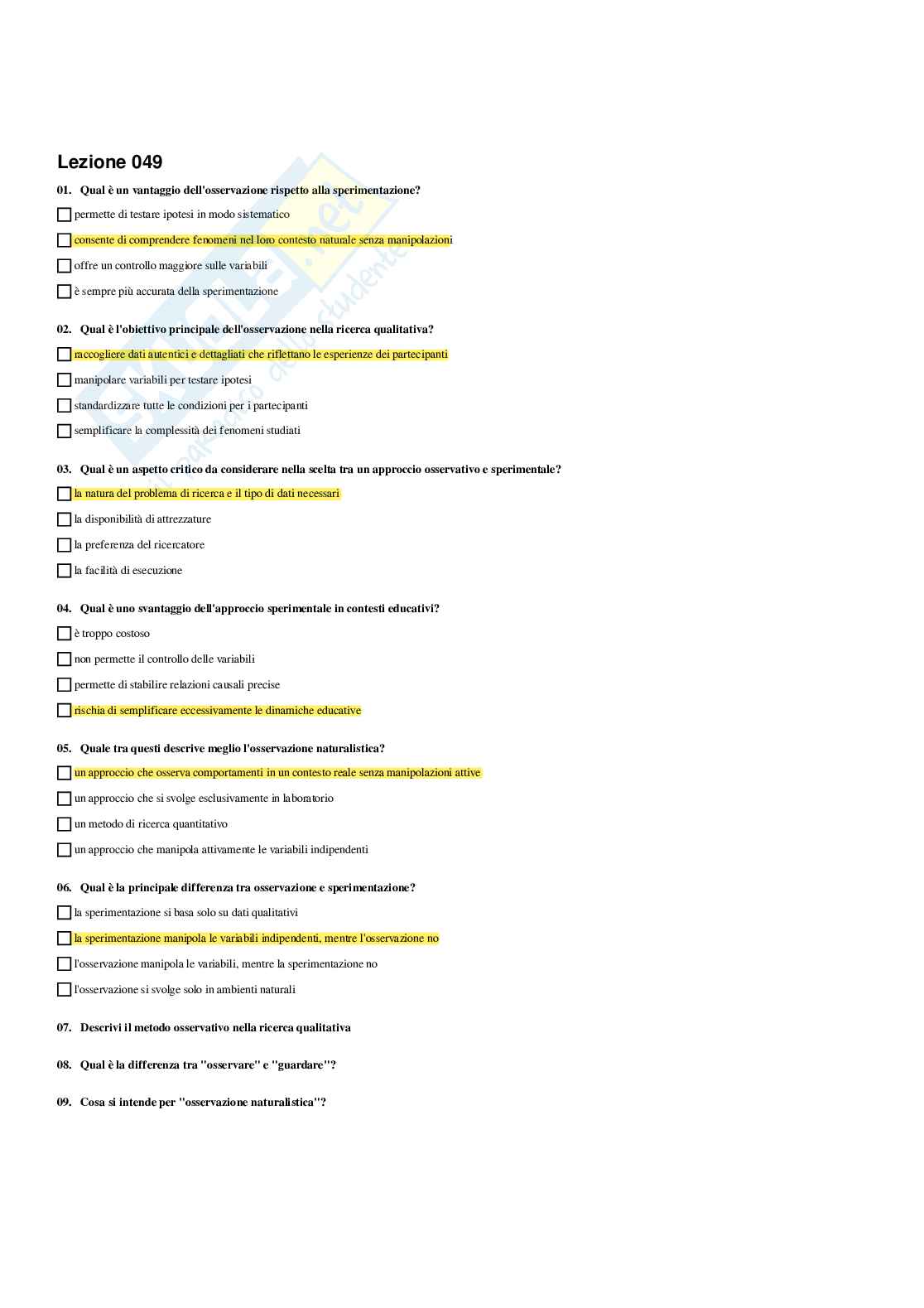 Paniere Pedagogia sperimentale - Risposte multiple - (2026) Pag. 41