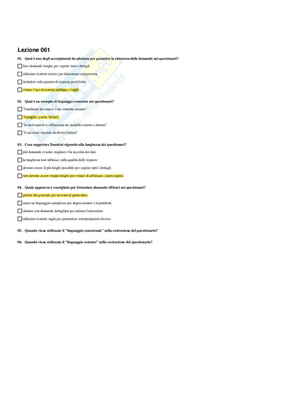 Paniere Pedagogia sperimentale - Risposte multiple - (2026) Pag. 51