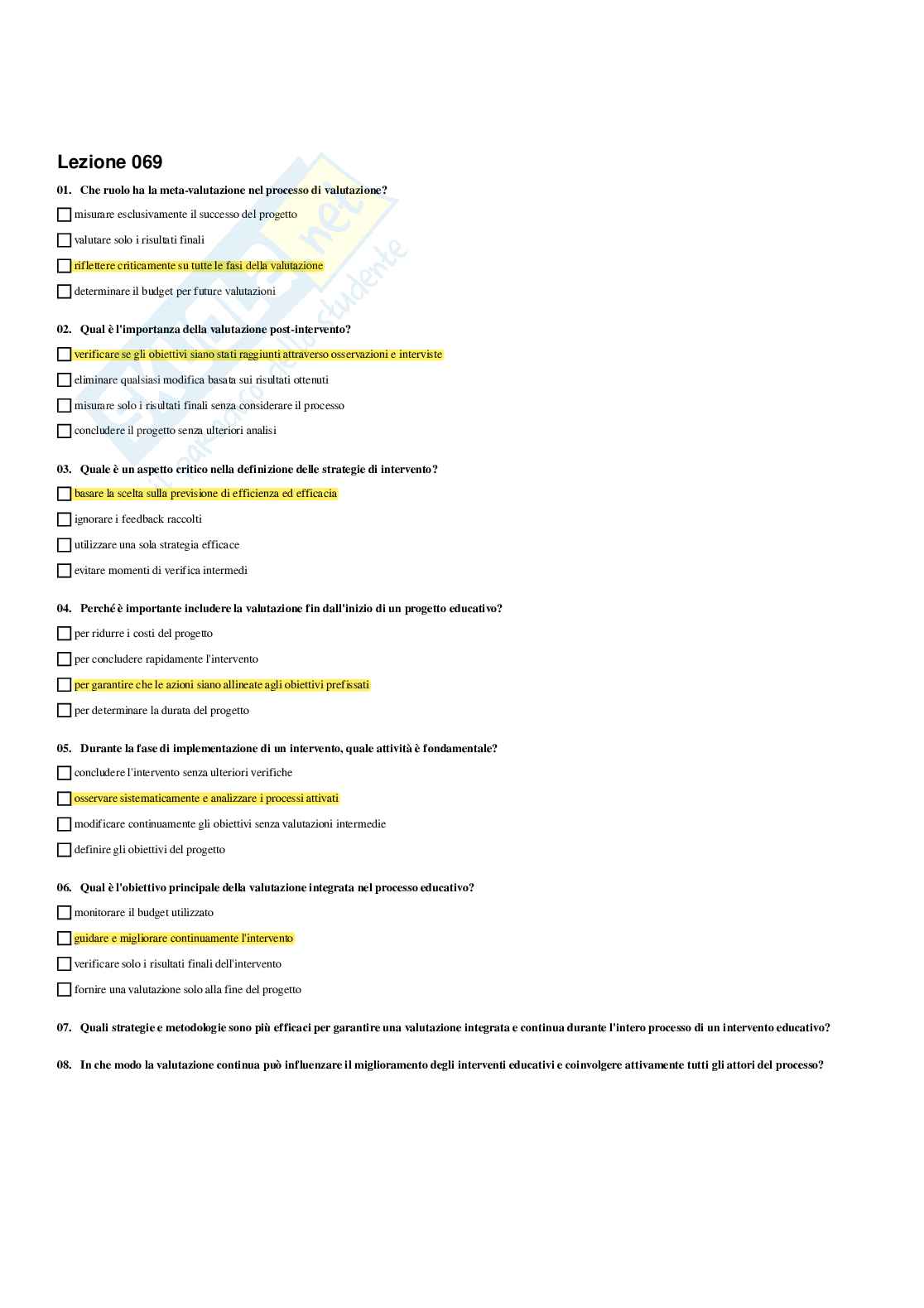 Paniere Pedagogia sperimentale - Risposte multiple - (2026) Pag. 56