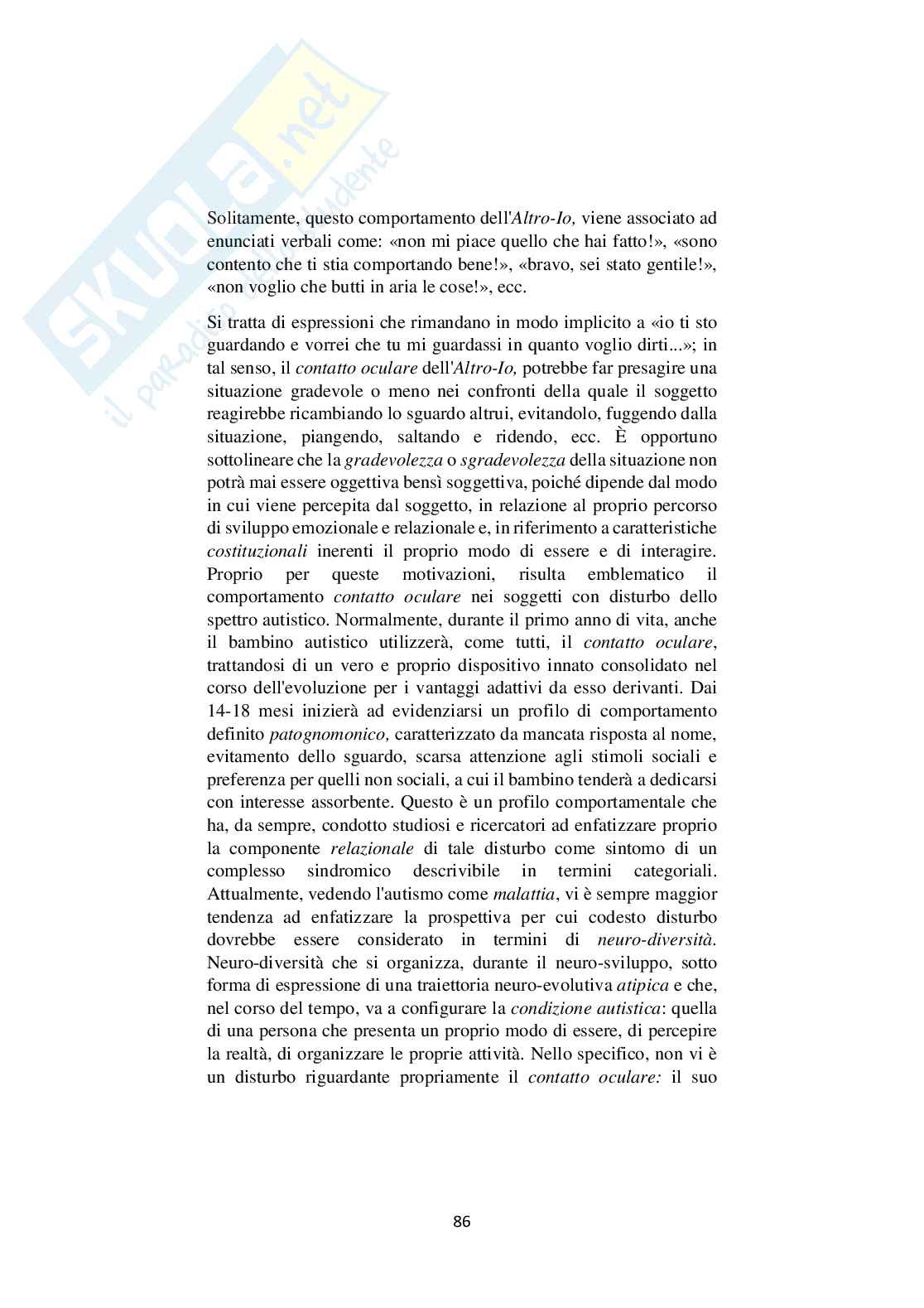 L’importanza dello sguardo nell’interazione con l’Altro-Io. Disturbo dello spettro autistico  e contatto oculare anomalo  Pag. 86