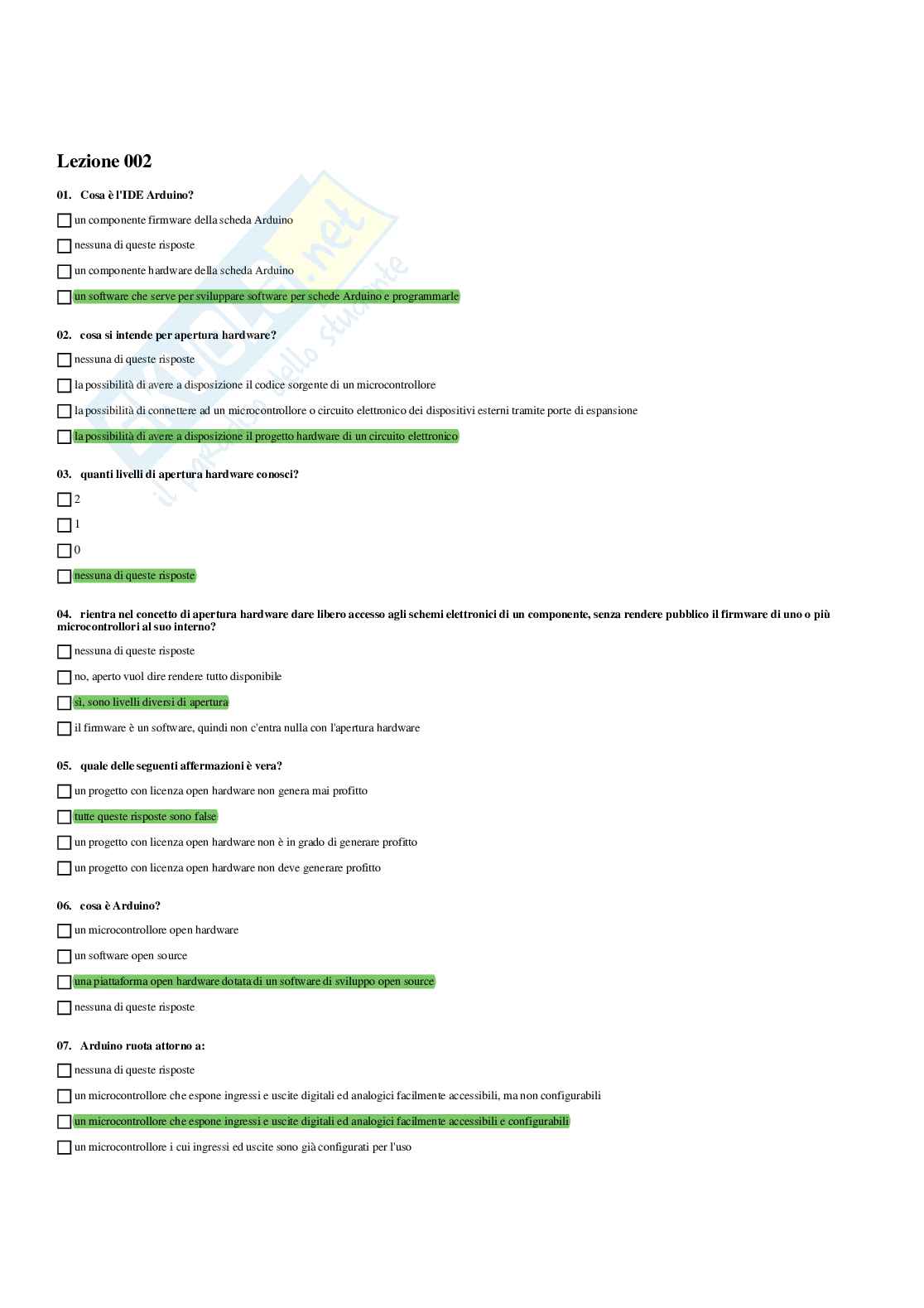 Paniere con risposte chiuse - Sistemi operativi mobili (2023/2024) Pag. 1