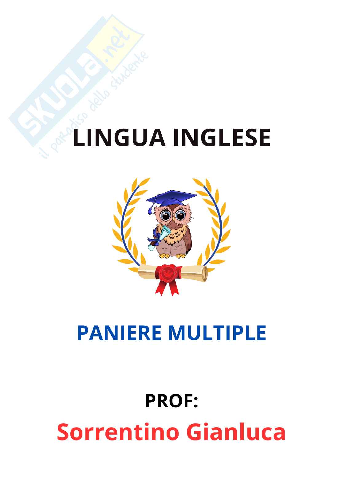Paniere di Lingua inglese (2026) - Risposte Multiple Corrette Pag. 1