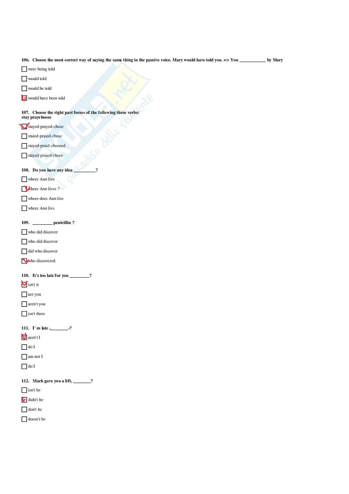 Paniere di Lingua inglese (2026) - Risposte Multiple Corrette Pag. 41
