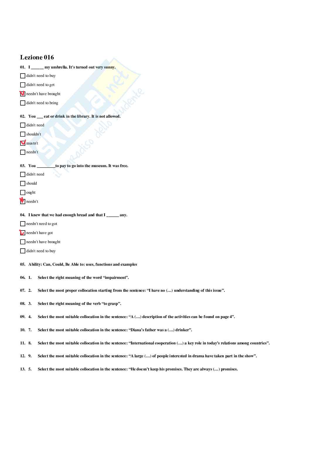 Paniere di Lingua inglese (2026) - Risposte Multiple Corrette Pag. 91