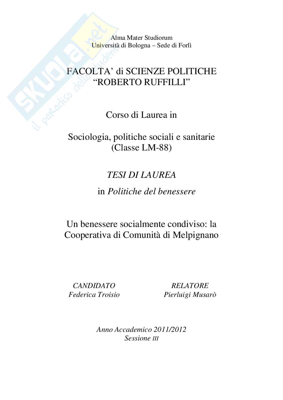 Cooperativa di comunità: il caso di Melpignano Pag. 1
