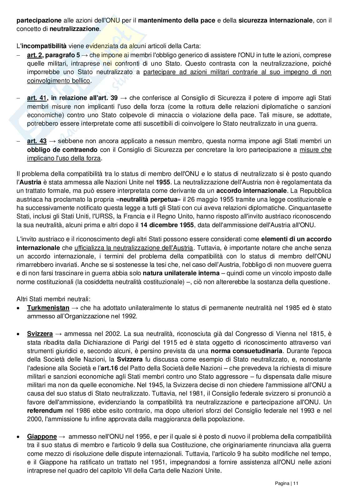 Riassunto esame Diritto delle organizzazioni internazionali, Prof. Grado Valentina, libro consigliato Le Nazioni Unite, Conforti, Focarelli Pag. 11