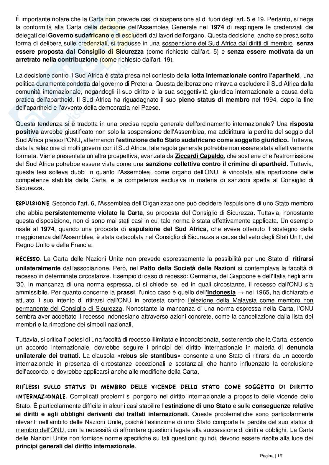 Riassunto esame Diritto delle organizzazioni internazionali, Prof. Grado Valentina, libro consigliato Le Nazioni Unite, Conforti, Focarelli Pag. 16