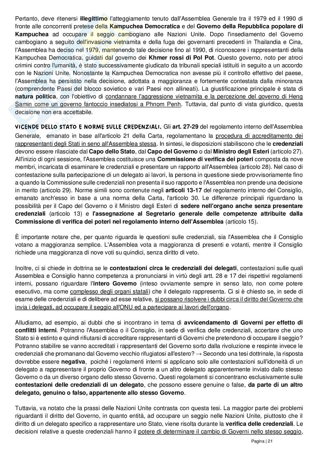 Riassunto esame Diritto delle organizzazioni internazionali, Prof. Grado Valentina, libro consigliato Le Nazioni Unite, Conforti, Focarelli Pag. 21