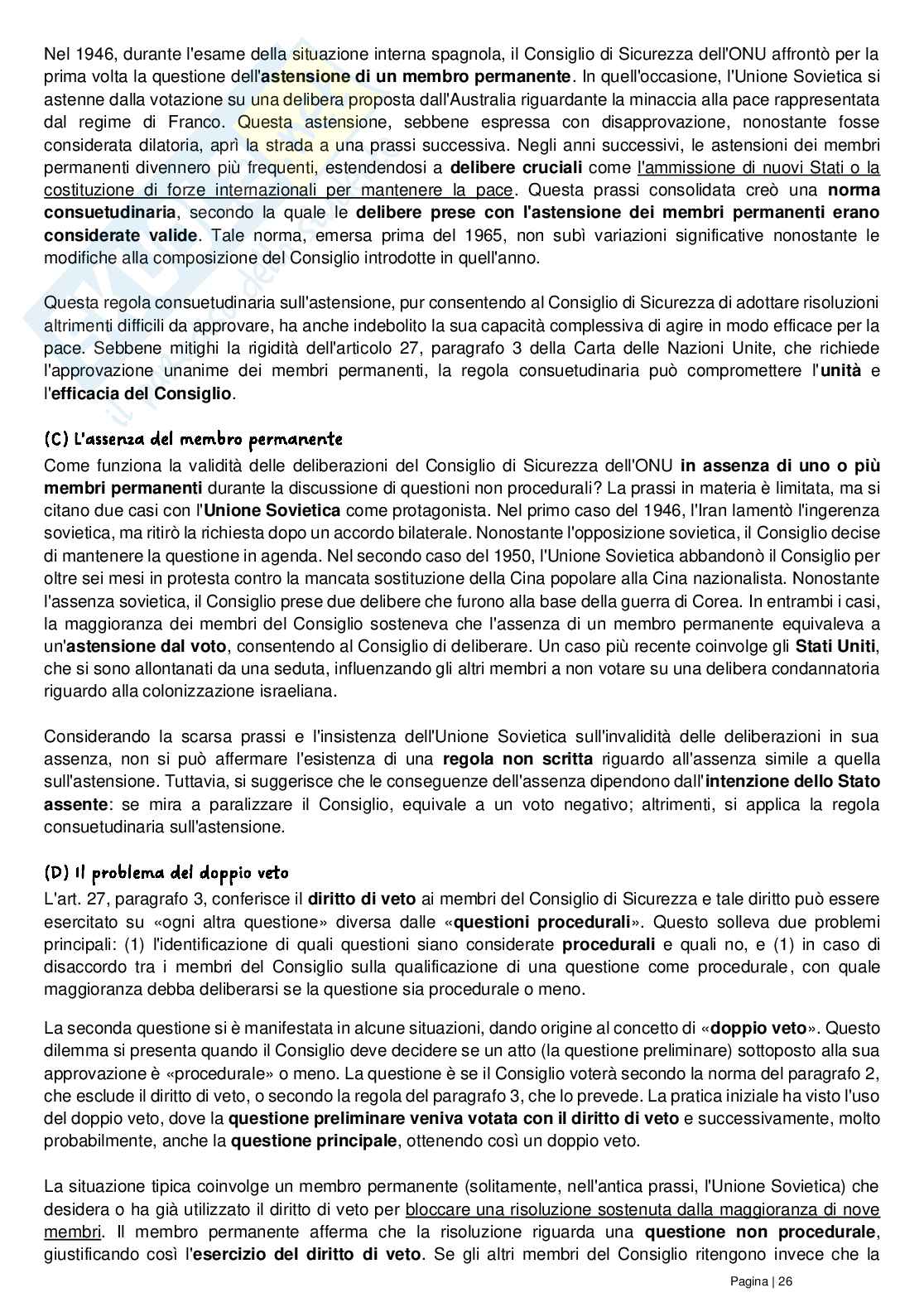 Riassunto esame Diritto delle organizzazioni internazionali, Prof. Grado Valentina, libro consigliato Le Nazioni Unite, Conforti, Focarelli Pag. 26