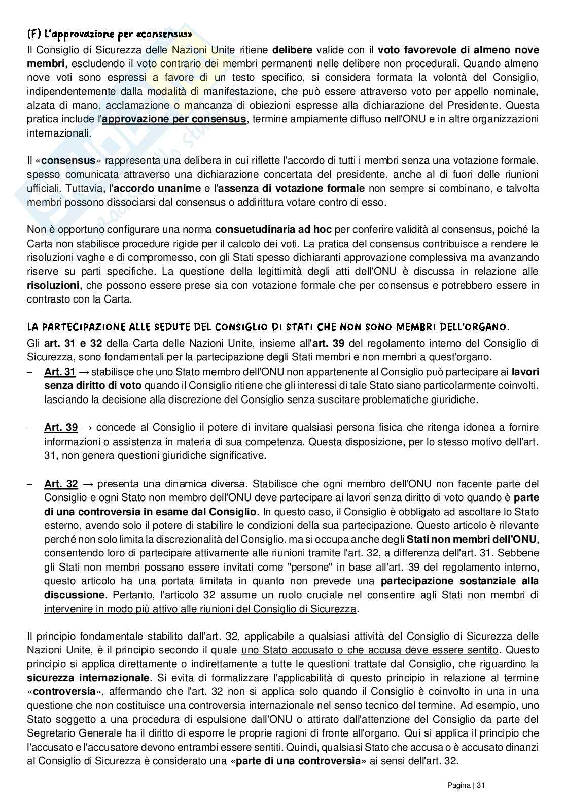 Riassunto esame Diritto delle organizzazioni internazionali, Prof. Grado Valentina, libro consigliato Le Nazioni Unite, Conforti, Focarelli Pag. 31