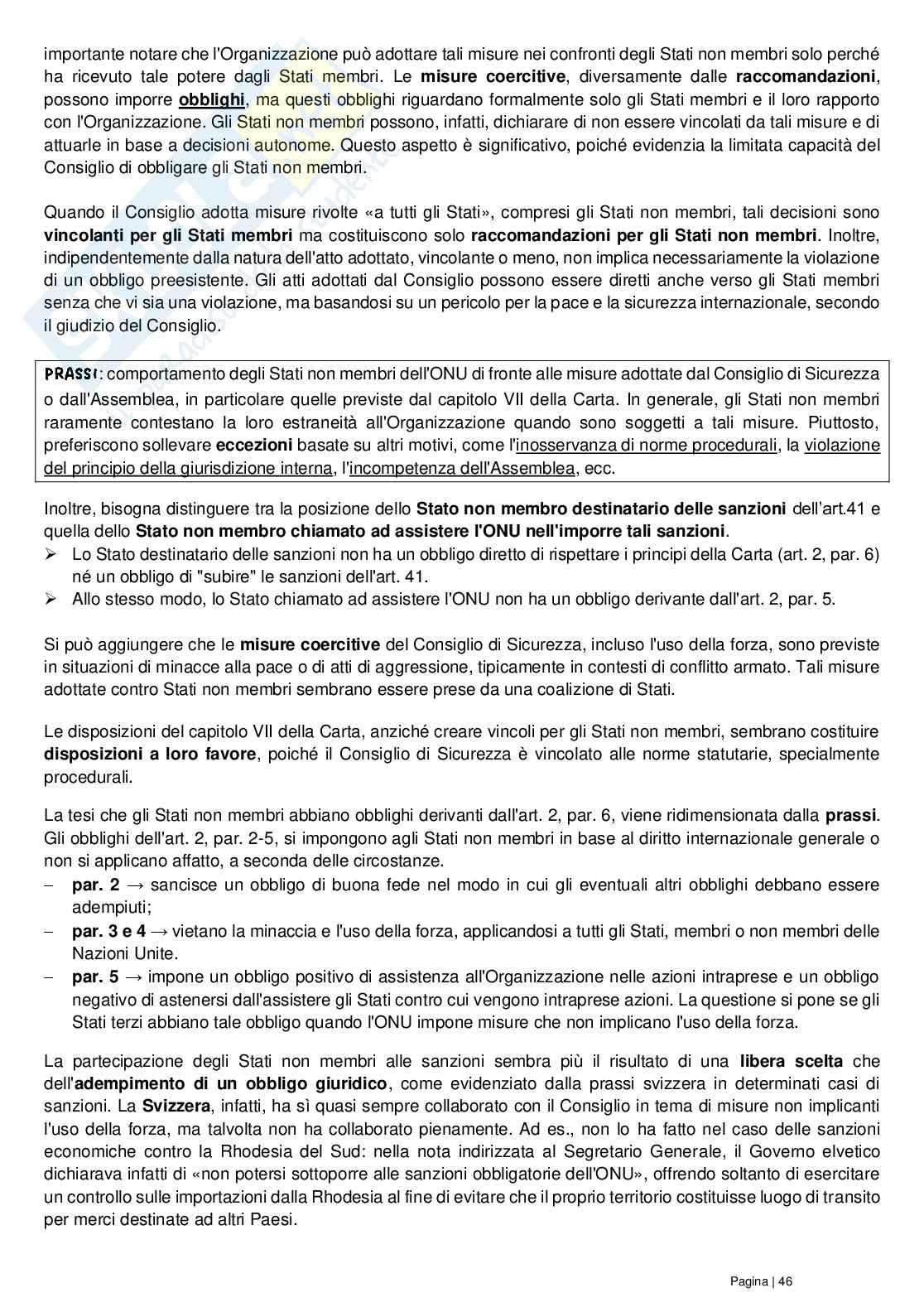 Riassunto esame Diritto delle organizzazioni internazionali, Prof. Grado Valentina, libro consigliato Le Nazioni Unite, Conforti, Focarelli Pag. 46