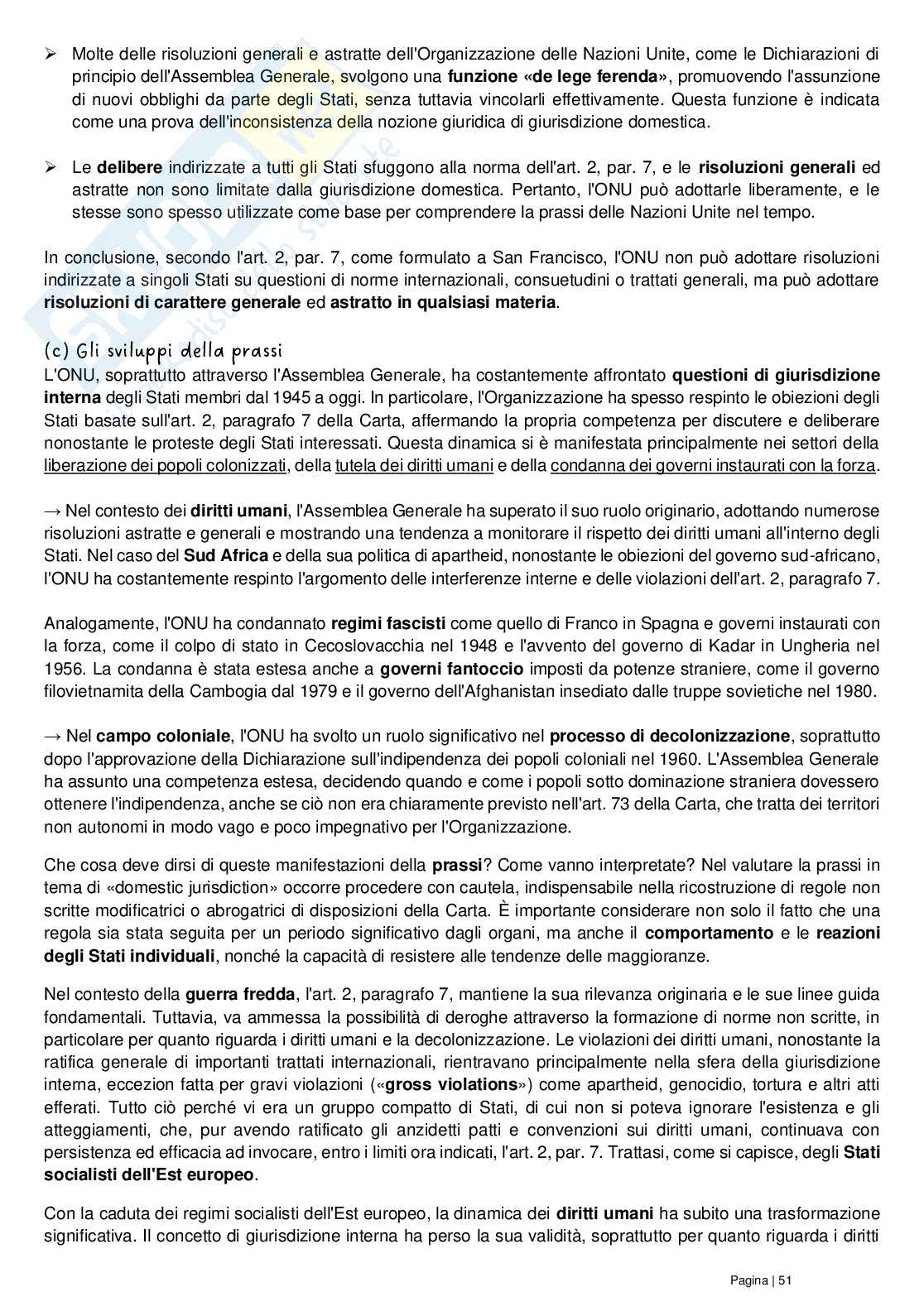 Riassunto esame Diritto delle organizzazioni internazionali, Prof. Grado Valentina, libro consigliato Le Nazioni Unite, Conforti, Focarelli Pag. 51