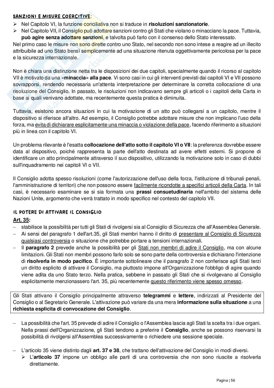 Riassunto esame Diritto delle organizzazioni internazionali, Prof. Grado Valentina, libro consigliato Le Nazioni Unite, Conforti, Focarelli Pag. 56