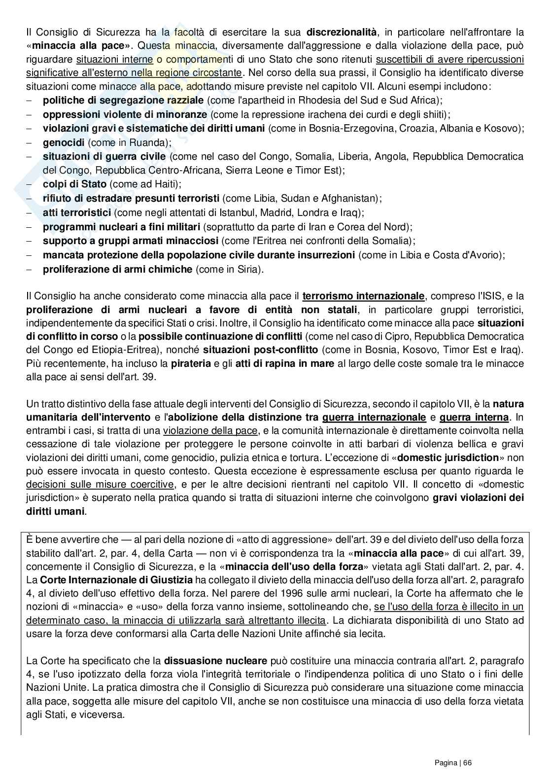Riassunto esame Diritto delle organizzazioni internazionali, Prof. Grado Valentina, libro consigliato Le Nazioni Unite, Conforti, Focarelli Pag. 66
