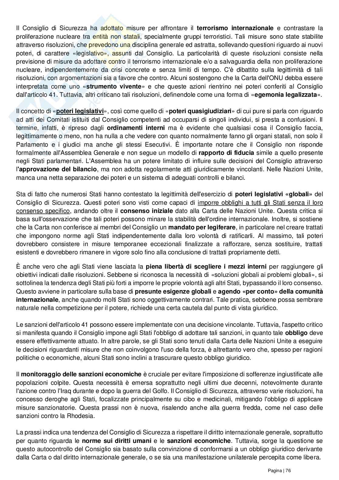 Riassunto esame Diritto delle organizzazioni internazionali, Prof. Grado Valentina, libro consigliato Le Nazioni Unite, Conforti, Focarelli Pag. 76