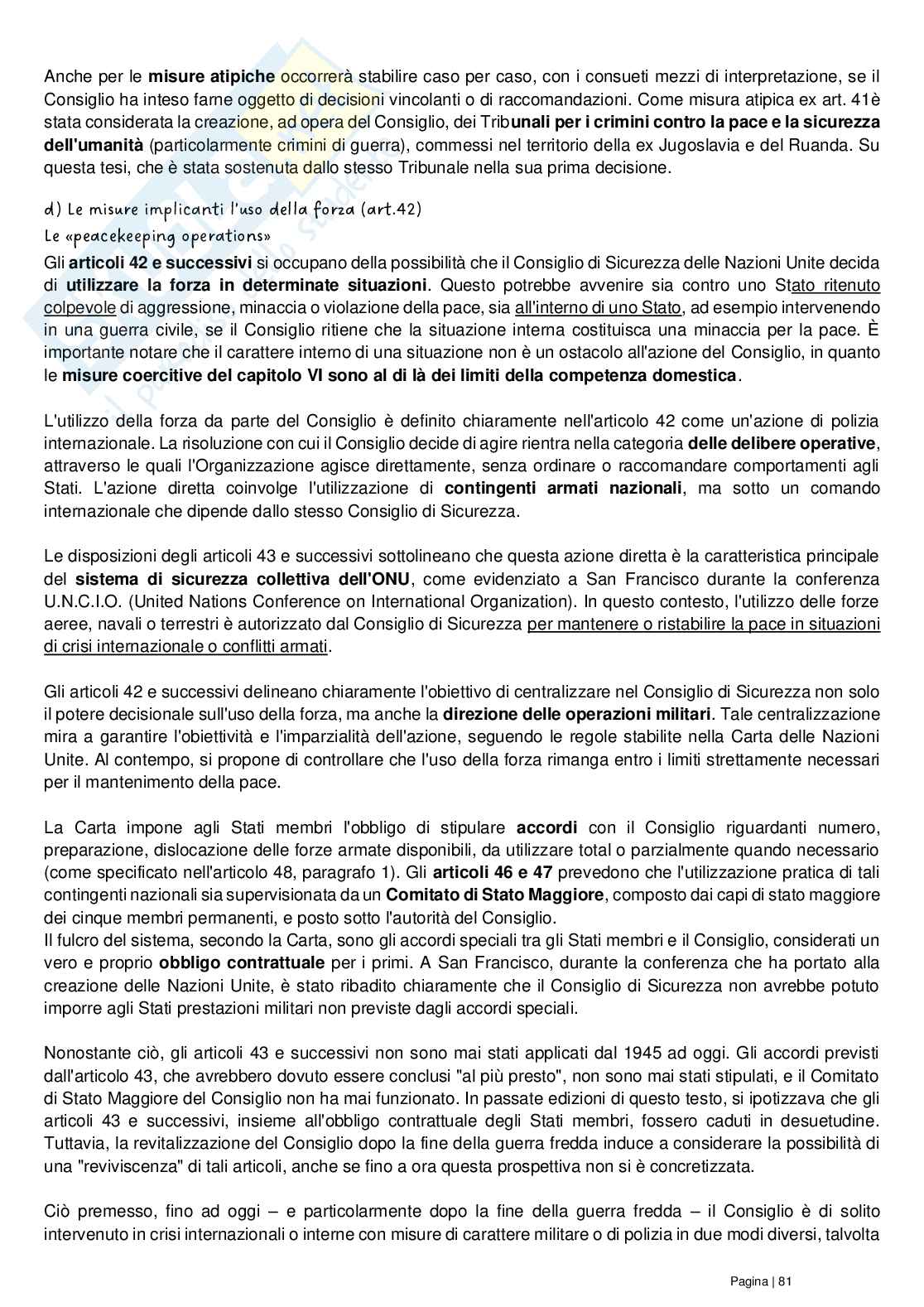 Riassunto esame Diritto delle organizzazioni internazionali, Prof. Grado Valentina, libro consigliato Le Nazioni Unite, Conforti, Focarelli Pag. 81