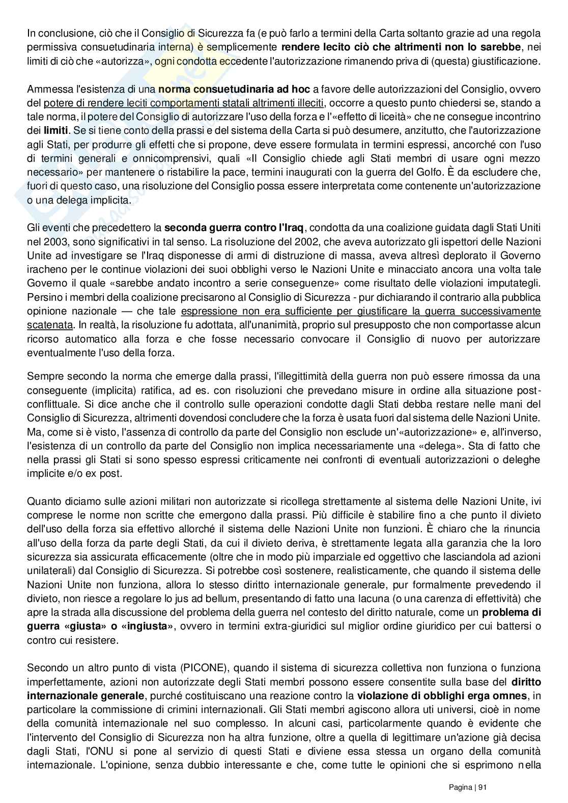 Riassunto esame Diritto delle organizzazioni internazionali, Prof. Grado Valentina, libro consigliato Le Nazioni Unite, Conforti, Focarelli Pag. 91