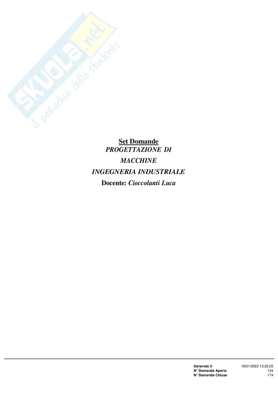 Paniere Progettazione di macchine Pag. 1