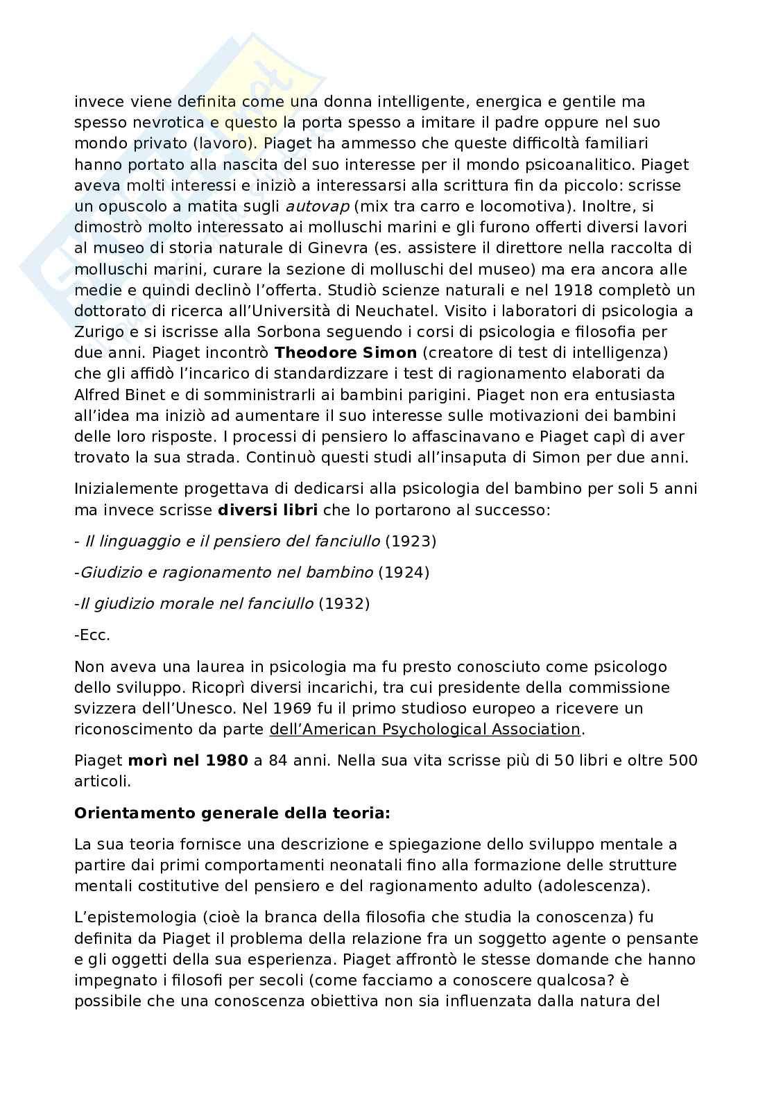 Teorie dello sviluppo: Piaget (Stadi cognitivi), Freud, Erikson e Vygotskij Pag. 6