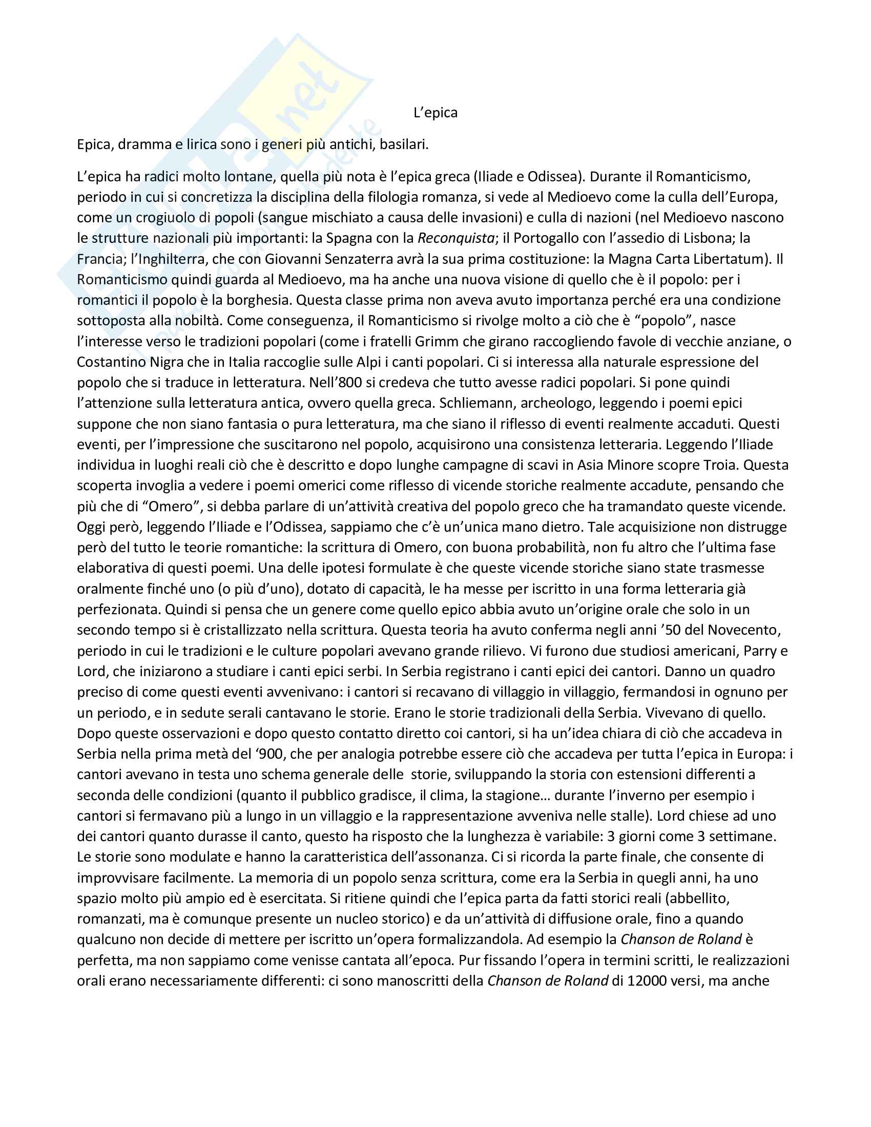 Filologia Romanza - Letteratura Pag. 1