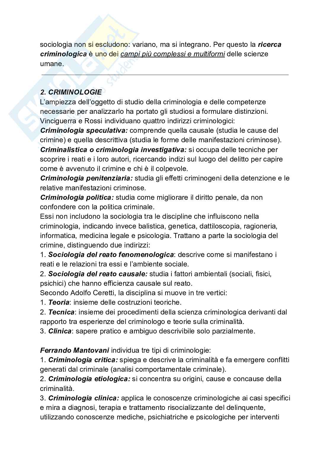 Riassunto esame Criminologia e sociologia della devianza, Prof. Curti Sabina, libro consigliato Criminologia e sociologia della devianza, 5 edizione, Curti  Pag. 2