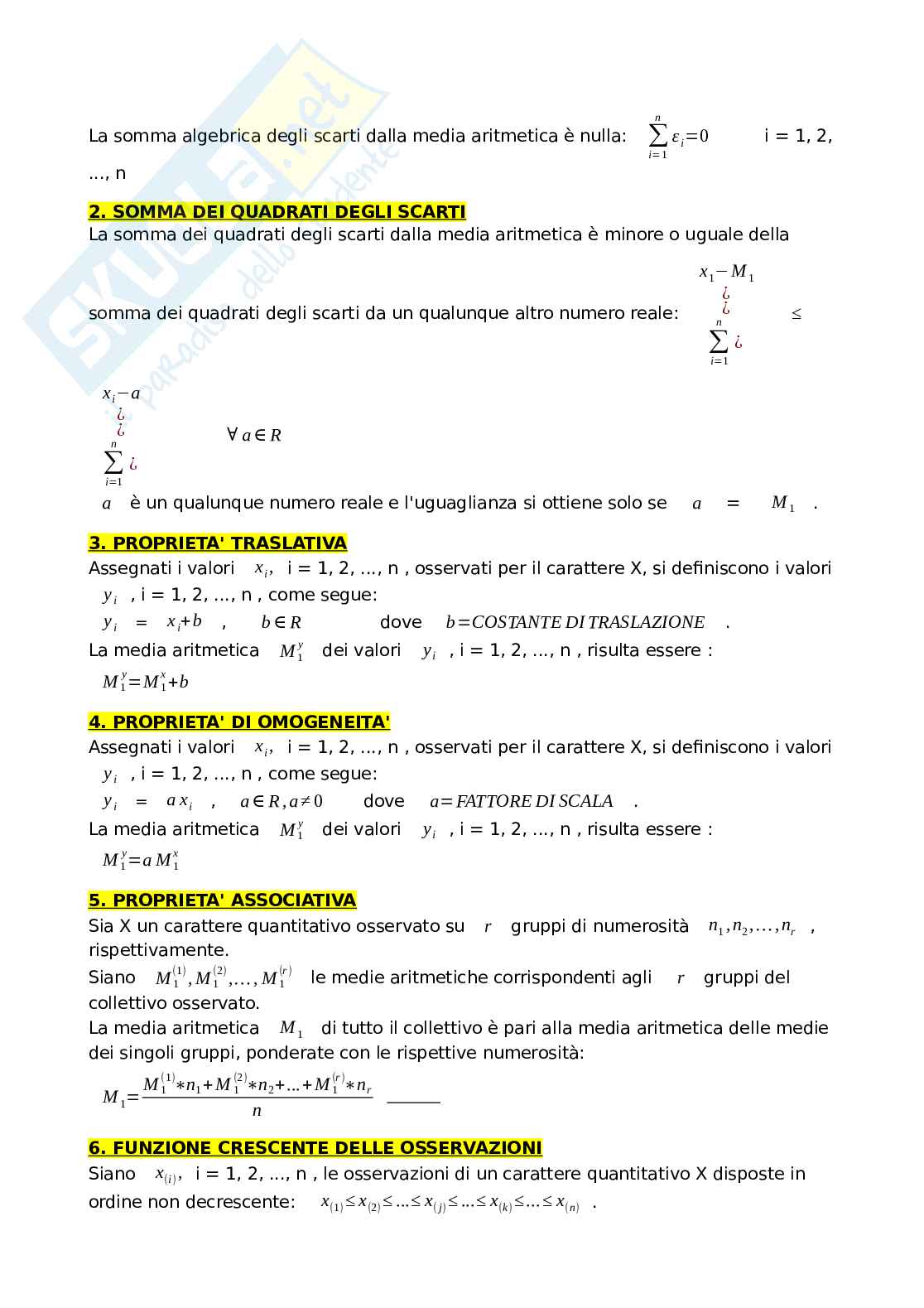 Riassunto esame Statistica 1, Prof. Posa Donato, libro consigliato Fondamenti di statistica descrittiva, Donato Posa Pag. 11