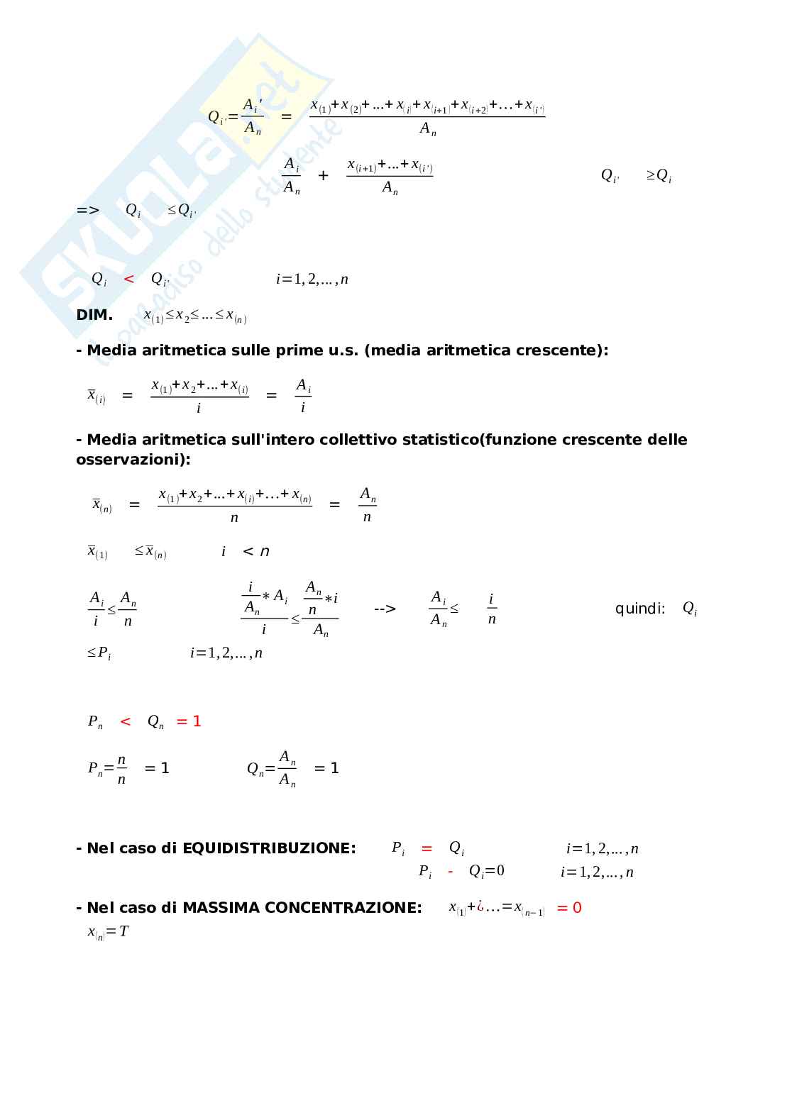 Riassunto esame Statistica 1, Prof. Posa Donato, libro consigliato Fondamenti di statistica descrittiva, Donato Posa Pag. 26