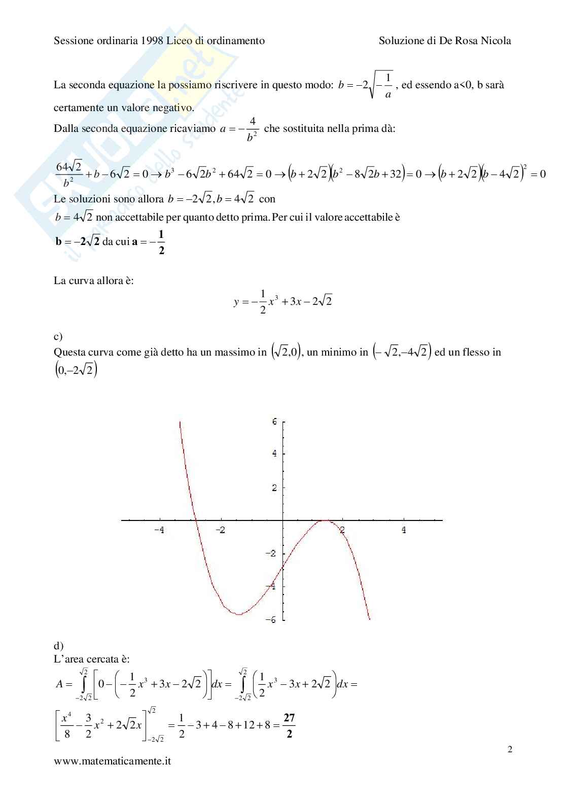 1998 - Liceo scientifico di ordinamento - tema completo Pag. 2