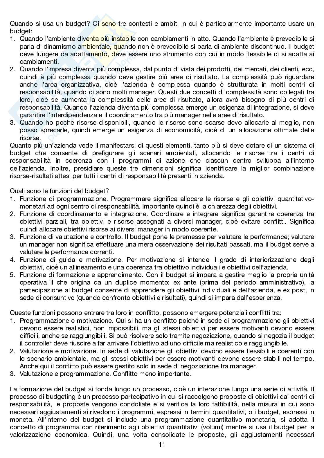 Appunti lezione Programmazione e controllo Pag. 11