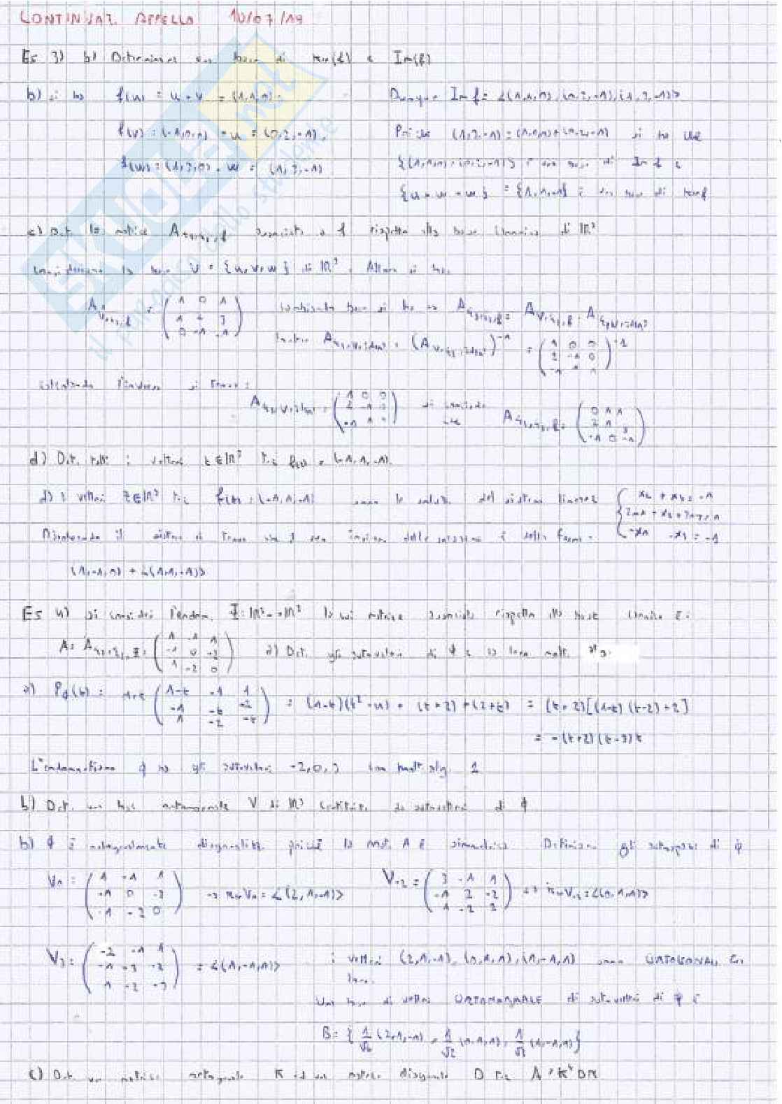 Esami svolti Algebra e geometria lineare Pag. 66