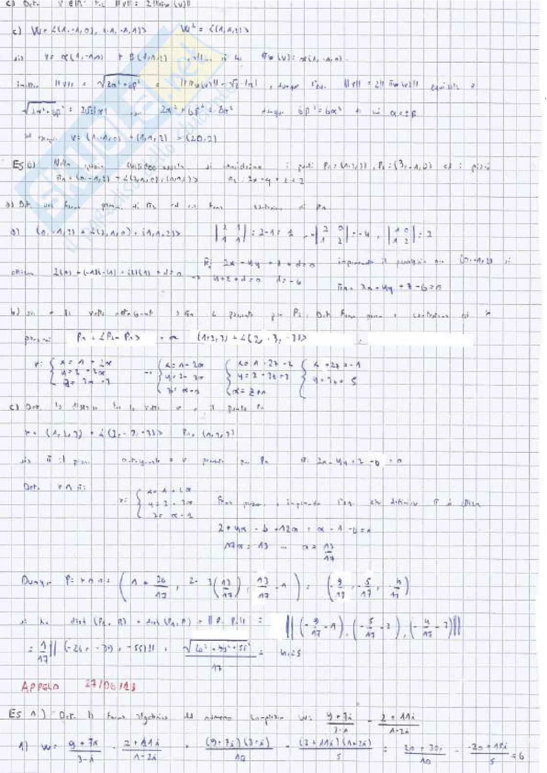 Esami svolti Algebra e geometria lineare Pag. 71