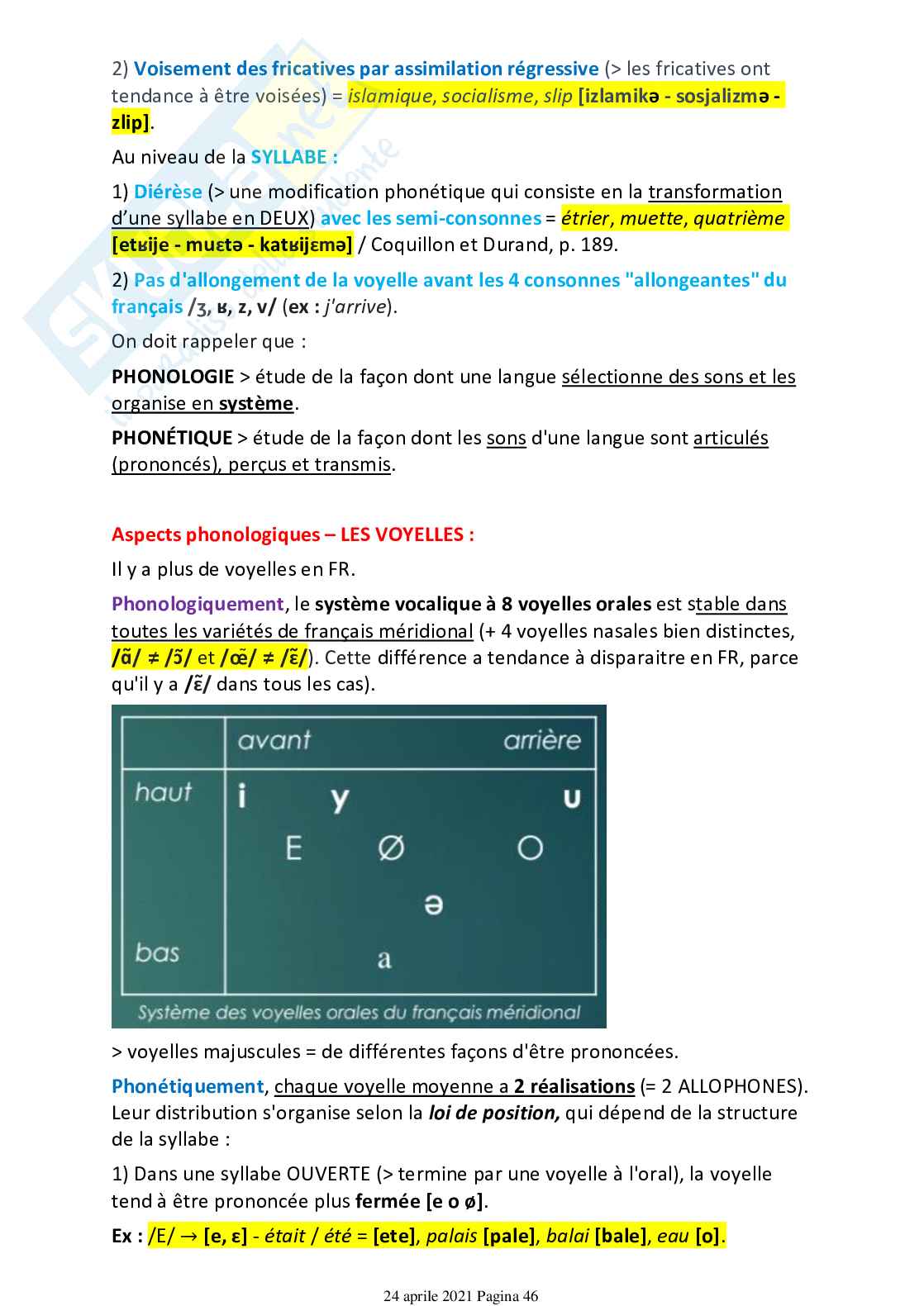 Appunti Linguistica Francese 2 Pag. 46