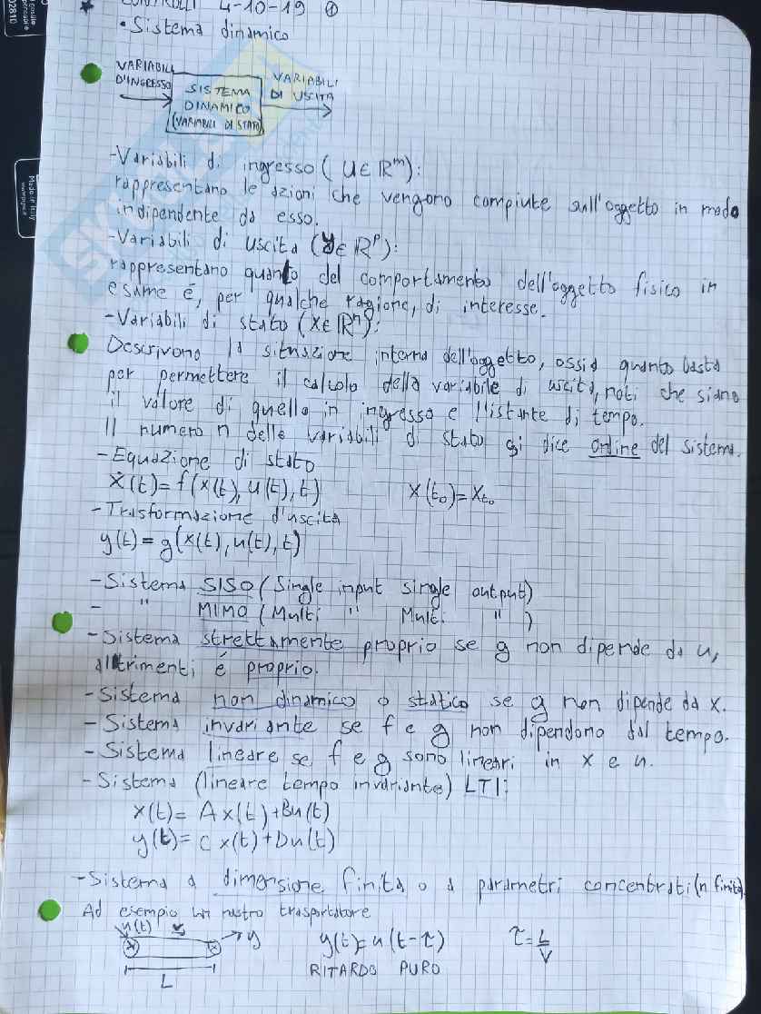 Appunti di controlli automatici Pag. 1
