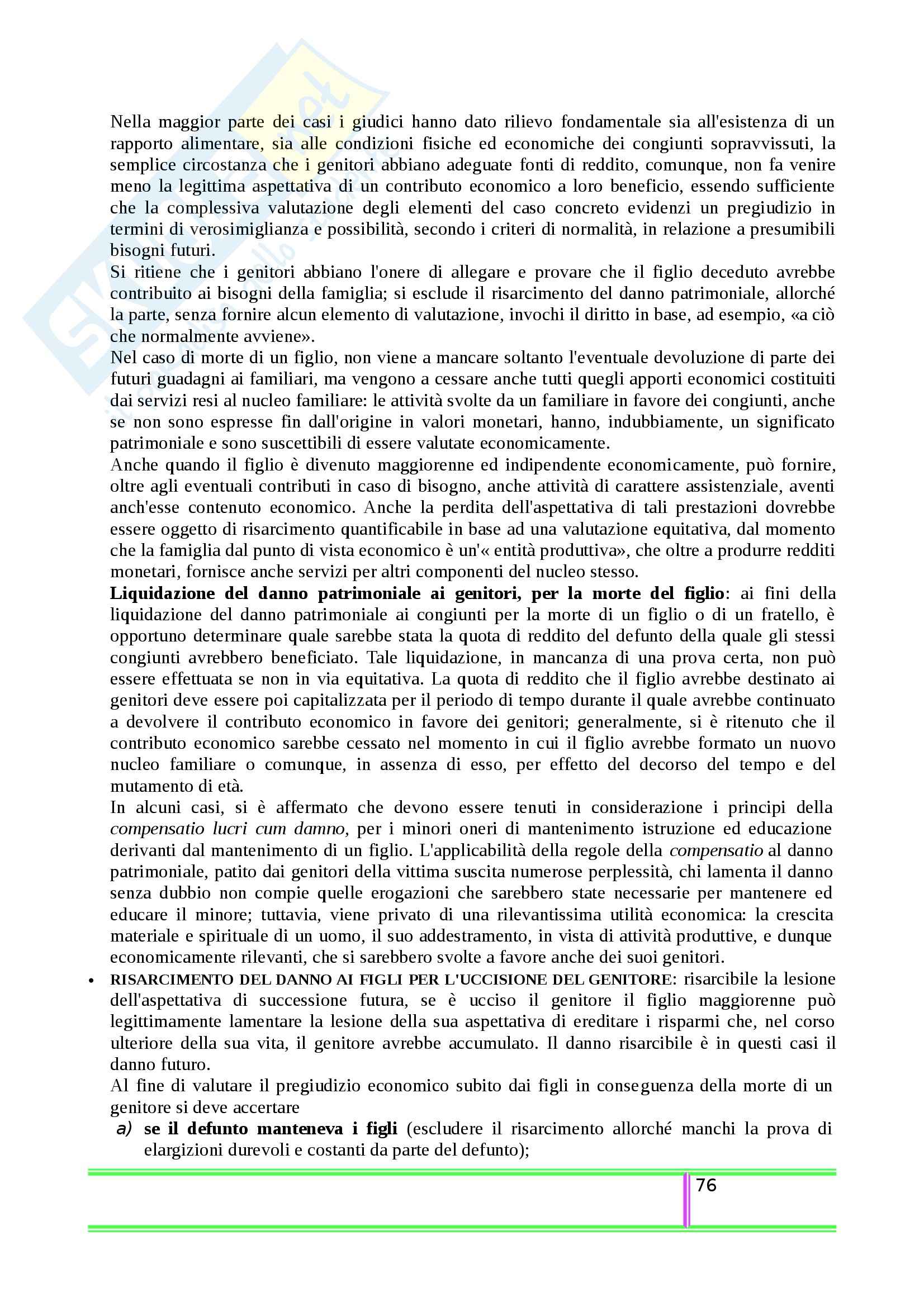 Riassunto esame Diritto Civile, prof. Balestra, libro consigliato La Responsabilità nelle Relazioni Familiari, Sesta Pag. 76